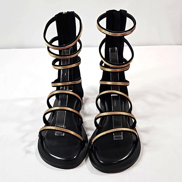 Free People Black & Gold Theia Gladiator Sandals Size 8 NWB - Picture 2 of 8